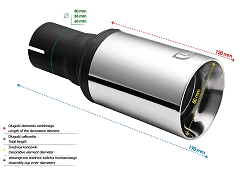 Uniwersalna końcówka tłumika okrągła 80mm długość 120mm średnica montażowa 60mm - N1-61/60