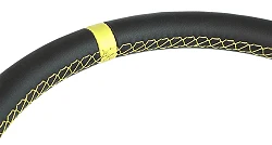 Kierownica sportowa FMIC.Pro Track skórzana 350mm odsadzenie 90mm żółta