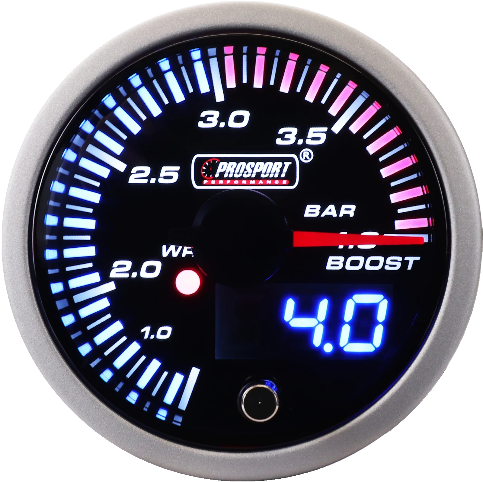Prosport JDM Series 52mm - Wskaźnik doładowania 0-4 Bar z wodoodpornym czujnikiem