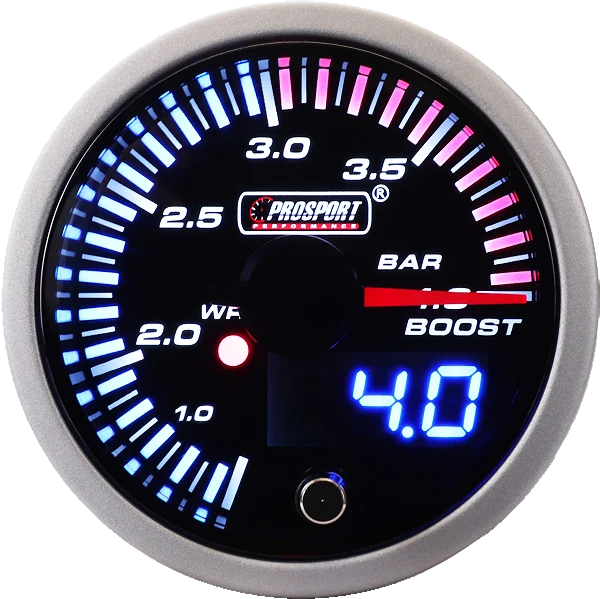 Prosport JDM Series 52mm - Wskaźnik doładowania 0-4 Bar z wodoodpornym czujnikiem