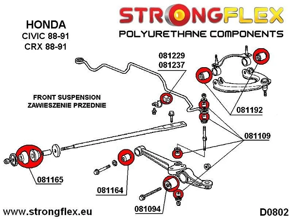 081229A: Tuleja stabilizatora przedniego 18mm SPORT Honda Civic