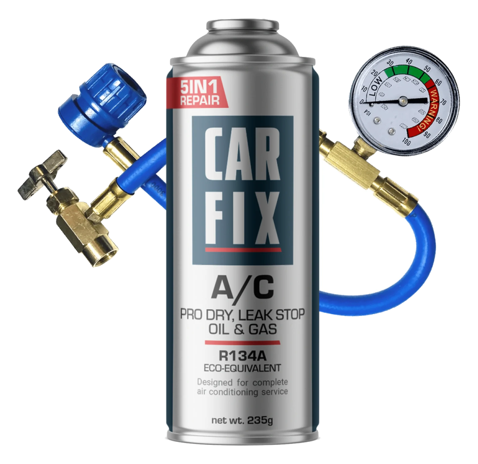 Preparat CarFix 5w1 do uzupełniania klimatyzacji R134a 235ml + przewód z manometrem