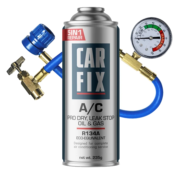 Preparat CarFix 5w1 do uzupełniania klimatyzacji R134a 235ml + przewód z manometrem