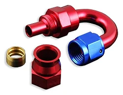 AN4 180' PTFE Końcówka paliwowa olejowa JIC Czerwony