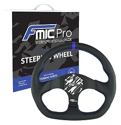 Kierownica sportowa FMIC.Pro D-Shape skórzana 325mm odsadzenie 42mm niebieska