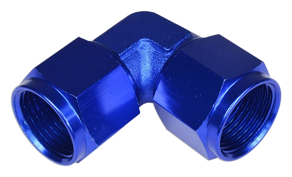 AN12 90' Nypel adapter żeńsko-żeński Niebieski