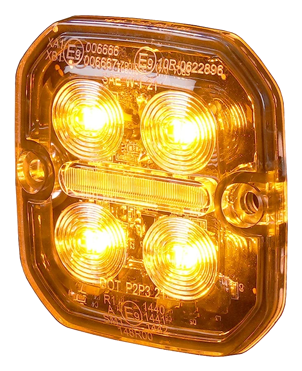 Lampa Ostrzegawcza Pozycyjna LED Purelux Ultra Slim Square Pomarańczowa / Czerwona 60mm 12V 24V 8W