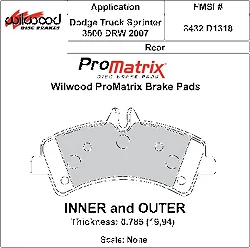 Klocki hamulcowe Wilwood 150-D1318K PM ProMatrix D1318 Street Performance Racing Pads .785