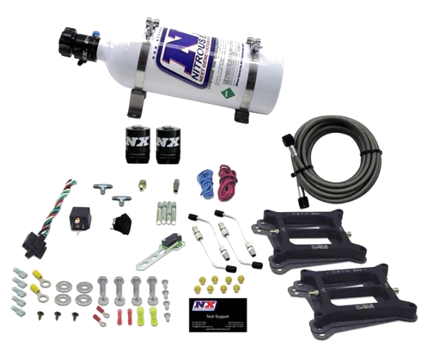 Dual 4150 Conventional Plate System Gasoline Pro-Power 100-500Hp with 5Lb Bottle Nitrous Express NX 50240-05
