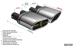 Uniwersalna końcówka tłumika owalna 145×75mm długość 140mm średnica montażowa 45mm - N3-21-1*L/45