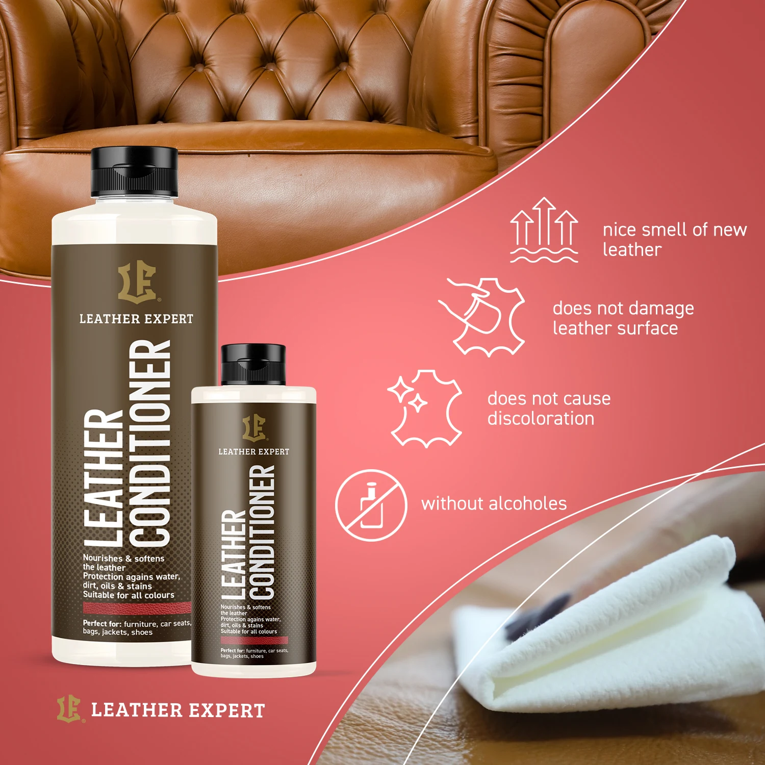 Leather Expert Leather Conditioner odżywka do pielęgnacji skóry z naturalnymi olejkami i woskami  1l 1000ml