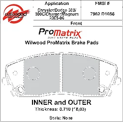 Klocki hamulcowe Wilwood 150-D1056K PM ProMatrix D1056 Street Performance Racing Pads .71