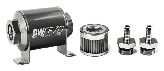 DeatschWerks In-Line Fuel Filter Kit 5/16IN 40 Micron 70mm