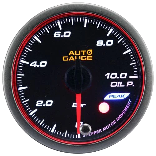 Wskaźnik New Auto Gauge ciśnienie oleju seria Stepper Motor Peak 52mm bursztynowy