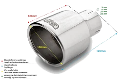 Uniwersalna końcówka tłumika okrągła 100mm długość 120mm średnica montażowa 50mm - N1-101RS*/50