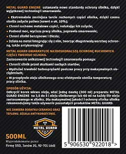 Dodatek Do Oleju Metal Guard Engine Zmniejsza Tarcie i Chroni Silnik 500ml