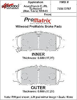 Klocki hamulcowe Wilwood 150-D0787K PM ProMatrix D787 Street Performance Racing Pads .68