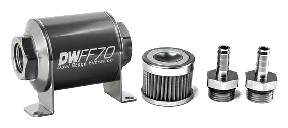DeatschWerks In-Line Fuel Filter Kit 3/8IN 40 Micron 70mm