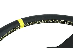 Kierownica sportowa FMIC.Pro Track skórzana 350mm odsadzenie 33mm żółta