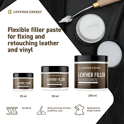 Leather Expert Leather Filler White biała elastyczna szpachla do naprawy ubytków i pęknięć w skórze 250ml