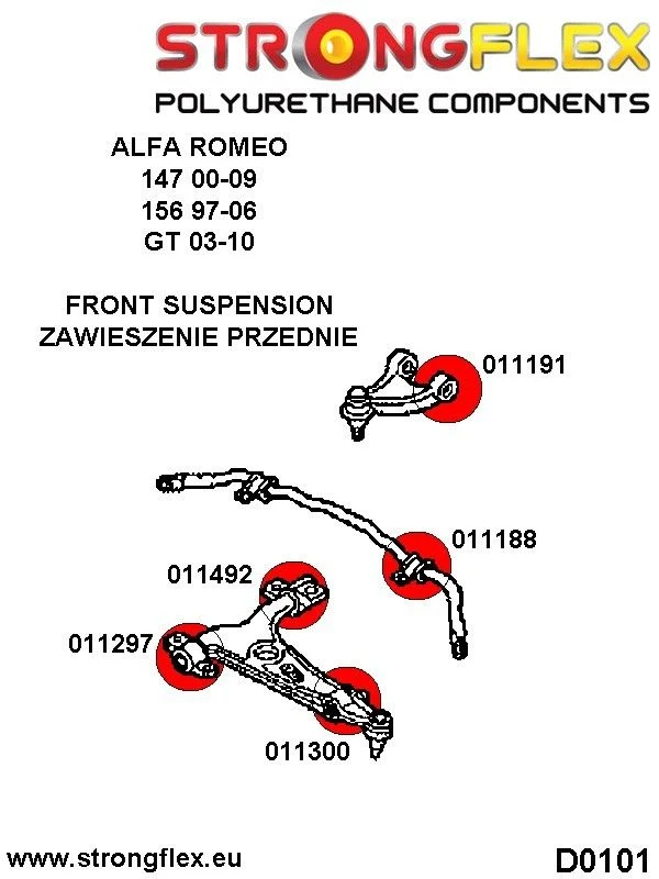 Alfa Romeo 147 156 GT 011188A: Tuleja stabilizatora przedniego SPORT Alfa Romeo 147 - 011188A_24mm