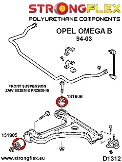 131805B: Tuleja wahacza przedniego przednia Opel Omega B