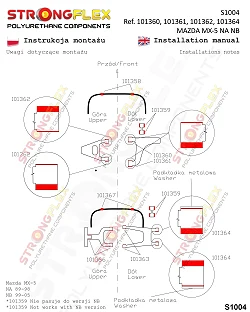 106126A: Zestaw poliuretanowy zawieszenia przedniego SPORT Mazda MX-5 NA