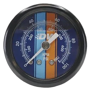 DeatschWerks Fuel Pressure Gauge - Liquid Filled Blue Face with DW Logo