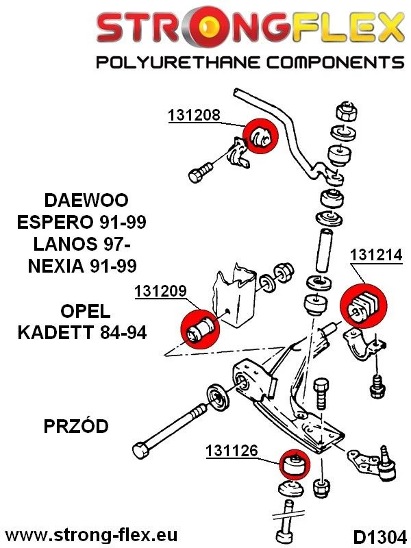 131208A: Tuleja stabilizatora przedniego SPORT Opel Astra 2 - 131208A_24mm