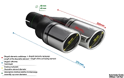 Uniwersalna końcówka tłumika okrągła 100mm długość 200/180mm średnica montażowa 60mm - N2-101RSL/60