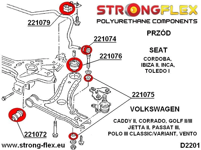 221074B: Tuleja łącznika stabilizatora Volkswagen VW Caddy 2 - 221074B_17mm