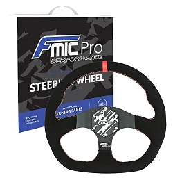 Kierownica sportowa FMIC.Pro D-Shape zamszowa 325mm odsadzenie 42mm czerwona