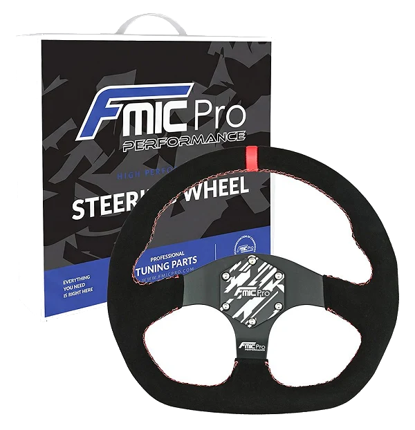 Kierownica sportowa FMIC.Pro D-Shape zamszowa 325mm odsadzenie 42mm czerwona