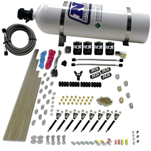 8 Cylinder VXL Direct Port 4 Solenoids with 15Lb Bottle 200-500Hp Jetting Nitrous Express NX 80019-15