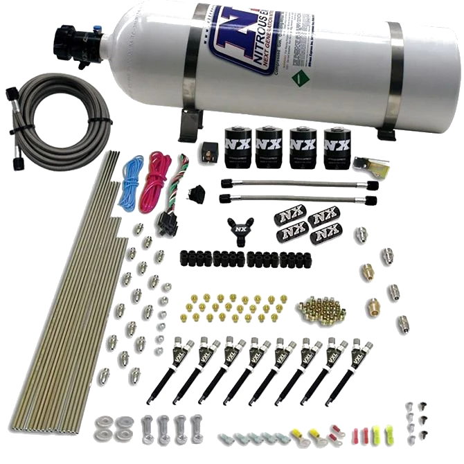 8 Cylinder VXL Direct Port 4 Solenoids with 15Lb Bottle 200-500Hp Jetting Nitrous Express NX 80019-15