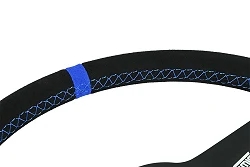 Kierownica sportowa FMIC.Pro Track zamszowa 350mm odsadzenie 33mm niebieska