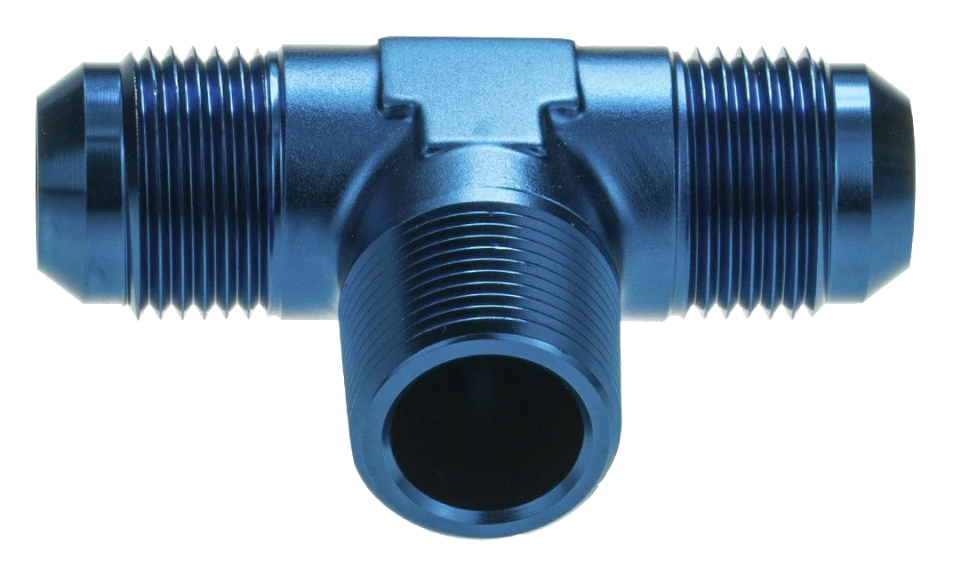 Adapter Trójnik Męski/Męski/Męski AN6 - 1/4 NPT - AN6 Niebieski
