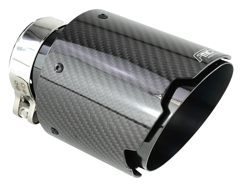 Nierdzewna końcówka wydechu tłumika Fmic.Pro Typ I carbon połysk czarna średnica 114mm montażowa 60mm