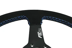 Kierownica sportowa FMIC.Pro Track zamszowa 350mm odsadzenie 33mm niebieska