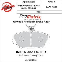 Klocki hamulcowe Wilwood 150-D0601K PM ProMatrix D601 Street Performance Racing Pads .69