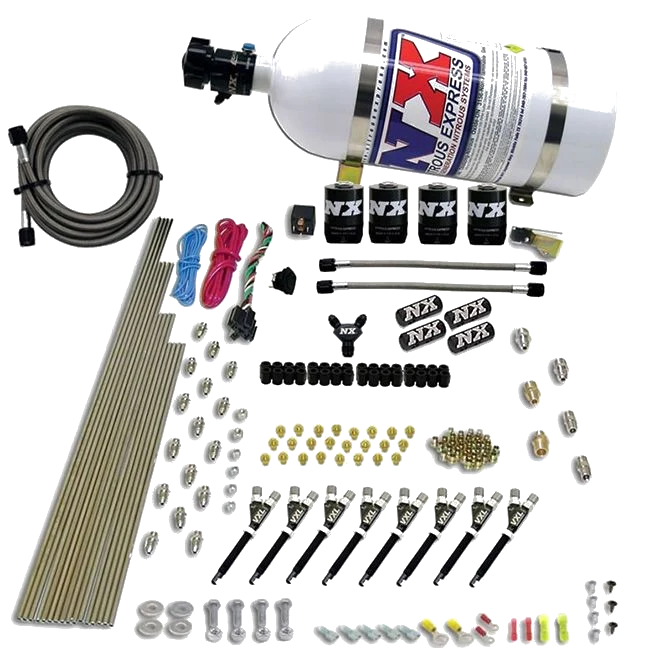 8 Cylinder VXL Direct Port 4 Solenoids with 10Lb Bottle 200-500Hp Jetting Nitrous Express NX 80019-10