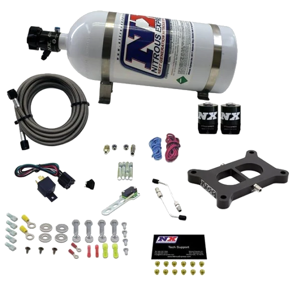 Holley 2 BBL Conventional Plate System Gasoline Stage 6 50-300Hp with 10Lb Bottle Nitrous Express NX 30020