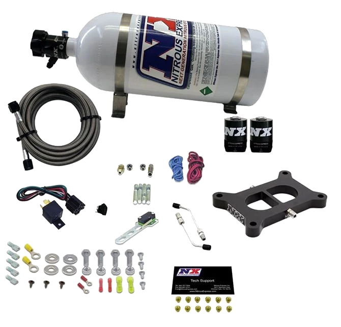 Holley 2 BBL Conventional Plate System Gasoline Stage 6 50-300Hp with 10Lb Bottle Nitrous Express NX 30020