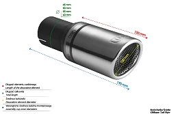 Uniwersalna końcówka tłumika okrągła 100mm długość 120mm średnica montażowa 65mm - N1-101RS/65