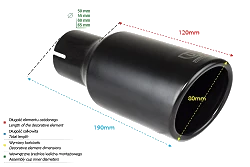 Uniwersalna końcówka tłumika okrągła 80mm długość 120mm średnica montażowa 65mm - NBL1-80RS*/65