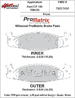 Klocki hamulcowe Wilwood 150-D0632KPM ProMatrix D632 Street Performance Racing Pads .63