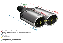 Uniwersalna końcówka tłumika owalna 220×80mm długość 220mm średnica montażowa 60mm - N2-54L*/60