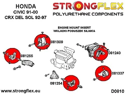 081240B: Wkładki tylnej poduszki silnika Honda Civic