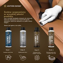 Leather Expert Steering Wheel Restoration Kit zestaw do renowacji skórzanej kierownicy czarny satynowy 4x50ml 200ml