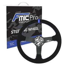 Kierownica sportowa FMIC.Pro Track zamszowa 350mm odsadzenie 33mm niebieska